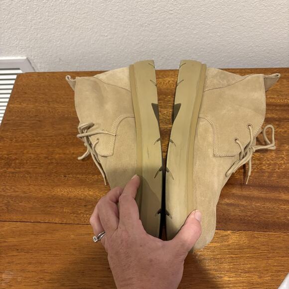 ZARA Chukka Boots Mens Size 12 EU 46 Tan Suede Lace Up Desert Chunky Sole - Picture 7 of 11